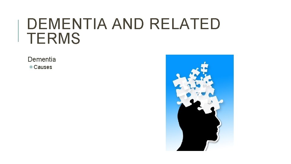 DEMENTIA AND RELATED TERMS Dementia Causes 