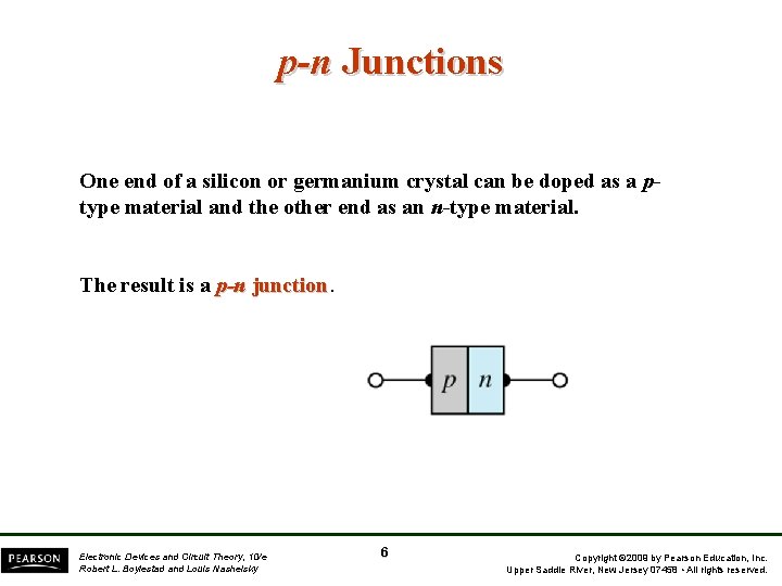 p-n Junctions One end of a silicon or germanium crystal can be doped as