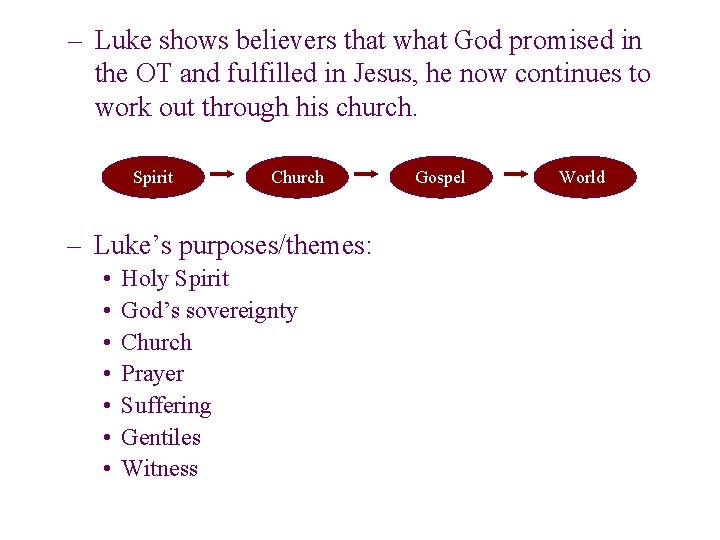 – Luke shows believers that what God promised in the OT and fulfilled in – Luke shows believers that what God promised in the OT and fulfilled in