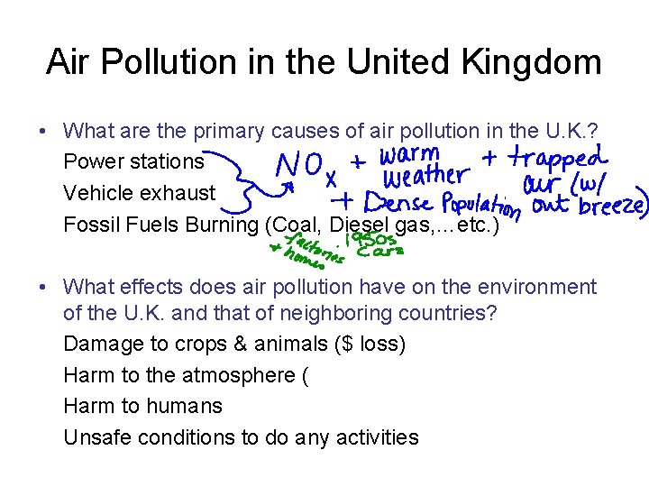 Air Pollution in the United Kingdom • What are the primary causes of air Air Pollution in the United Kingdom • What are the primary causes of air