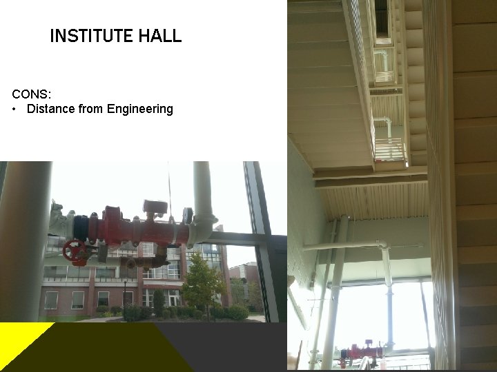 INSTITUTE HALL CONS: • Distance from Engineering 