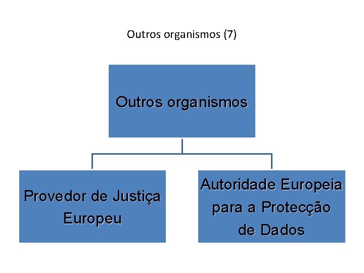 Outros organismos (7) Outros organismos Provedor de Justiça Europeu Autoridade Europeia para a Protecção