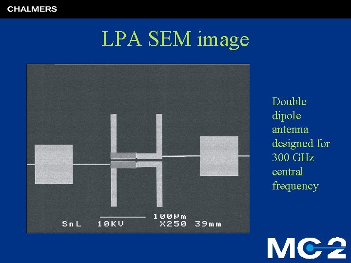 LPA SEM image Double dipole antenna designed for 300 GHz central frequency 