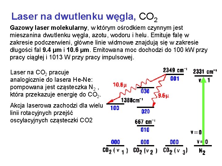 Laser na dwutlenku węgla, CO 2 Gazowy laser molekularny, w którym ośrodkiem czynnym jest