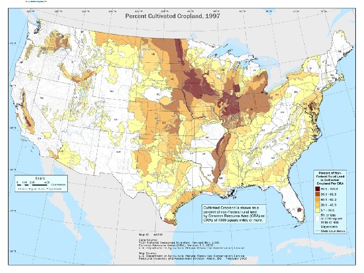Percent Cultivated Cropland, 1997 