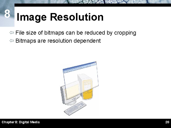 8 Image Resolution ï File size of bitmaps can be reduced by cropping ï 8 Image Resolution ï File size of bitmaps can be reduced by cropping ï