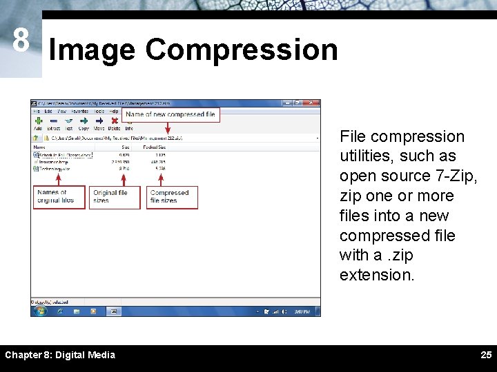 8 Image Compression File compression utilities, such as open source 7 -Zip, zip one 8 Image Compression File compression utilities, such as open source 7 -Zip, zip one