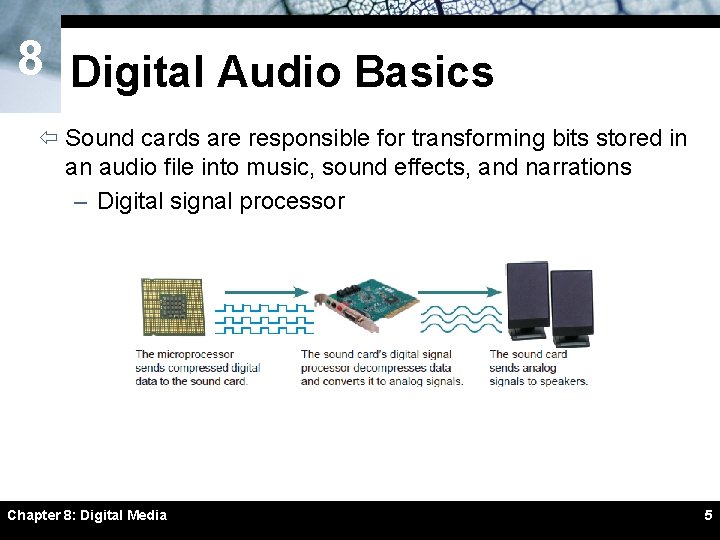 8 Digital Audio Basics ï Sound cards are responsible for transforming bits stored in 8 Digital Audio Basics ï Sound cards are responsible for transforming bits stored in