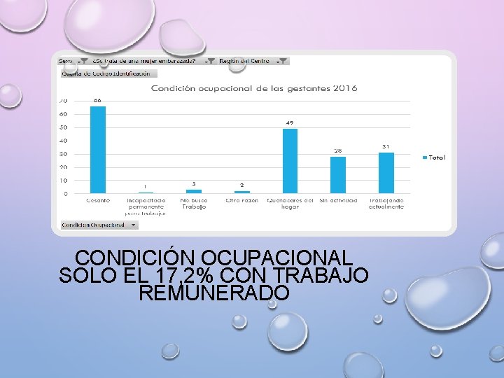 CONDICIÓN OCUPACIONAL SOLO EL 17, 2% CON TRABAJO REMUNERADO 