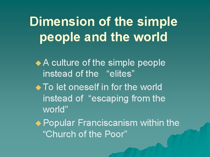 Dimension of the simple people and the world u. A culture of the simple