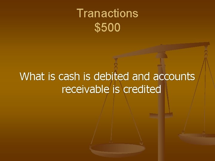 Tranactions $500 What is cash is debited and accounts receivable is credited 