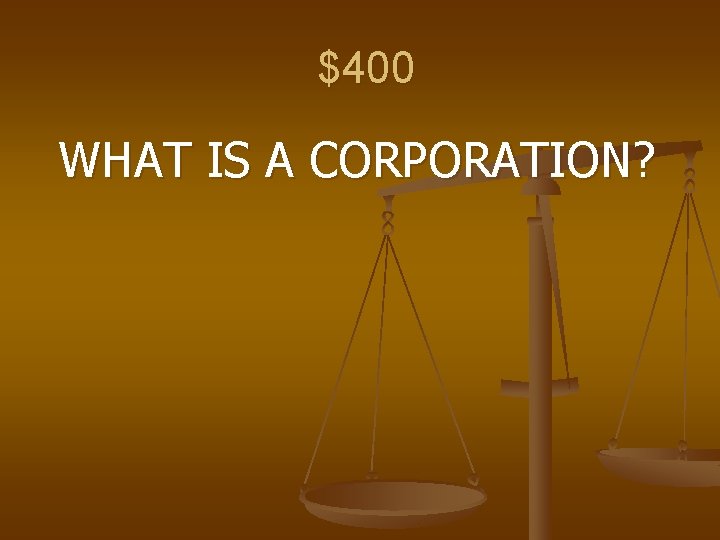 $400 WHAT IS A CORPORATION? 