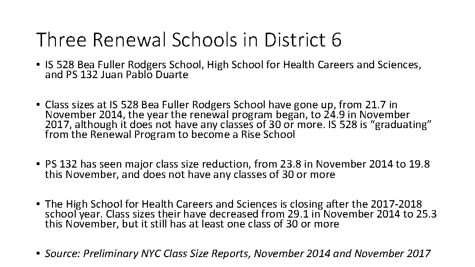Three Renewal Schools in District 6 • IS 528 Bea Fuller Rodgers School, High