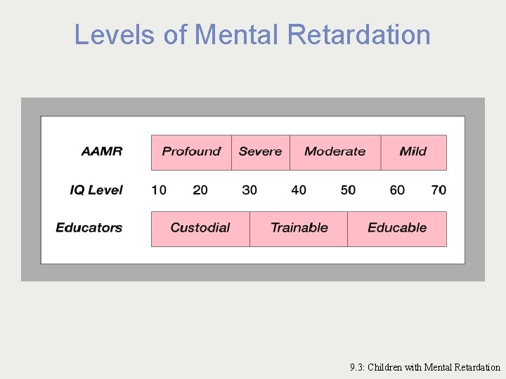 Levels of Mental Retardation 9. 3: Children with Mental Retardation 