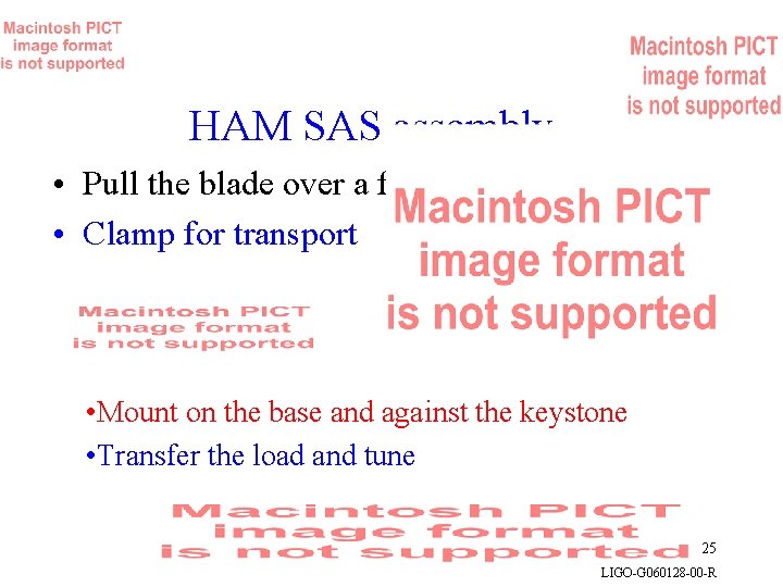 HAM SAS assembly • Pull the blade over a form • Clamp for transport