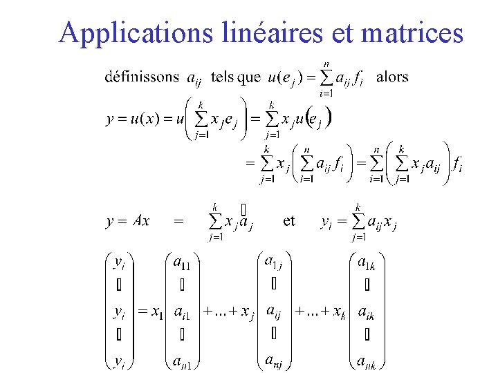 Applications linéaires et matrices 