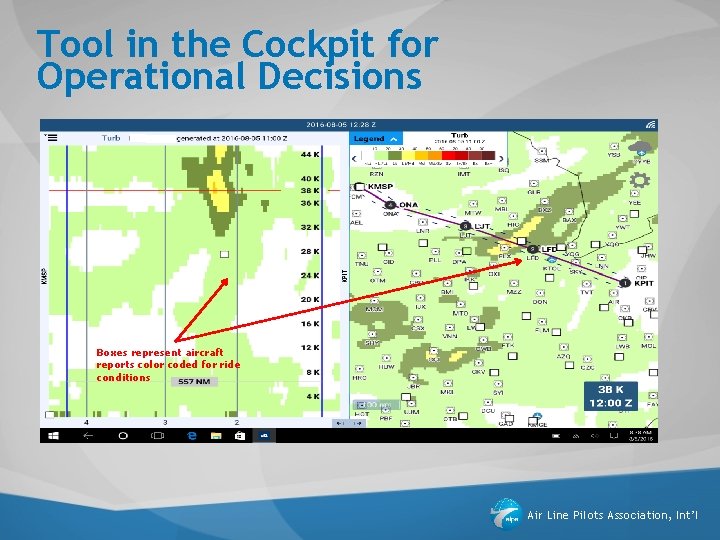 Tool in the Cockpit for Operational Decisions Boxes represent aircraft reports color coded for Tool in the Cockpit for Operational Decisions Boxes represent aircraft reports color coded for