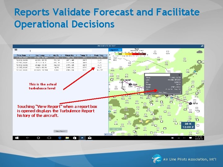 Reports Validate Forecast and Facilitate Operational Decisions This is the actual turbulence level Touching Reports Validate Forecast and Facilitate Operational Decisions This is the actual turbulence level Touching