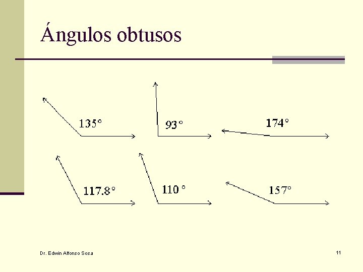 Ángulos obtusos Dr. Edwin Alfonso Sosa 11 