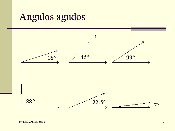 Ángulos agudos Dr. Edwin Alfonso Sosa 9 