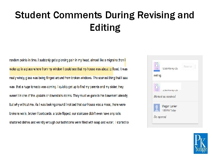 Student Comments During Revising and Editing 