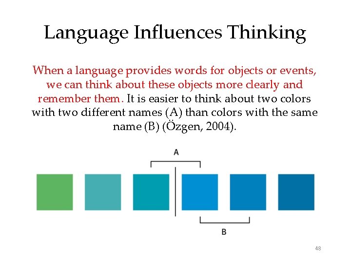 Language Influences Thinking When a language provides words for objects or events, we can