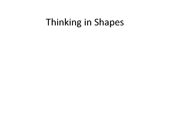Thinking in Shapes 