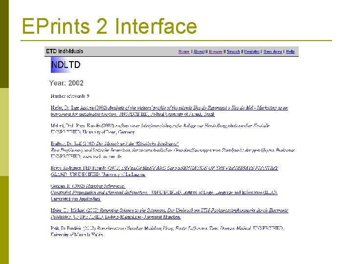 EPrints 2 Interface 