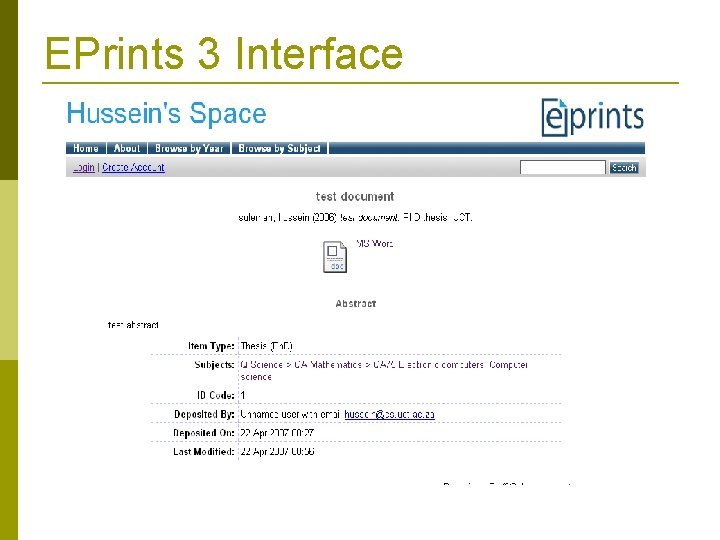 EPrints 3 Interface 