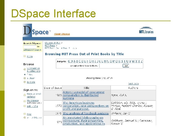 DSpace Interface 