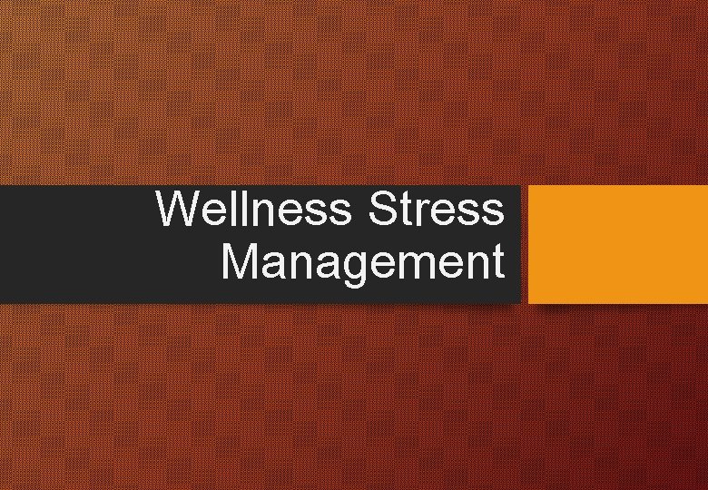 Wellness Stress Management 