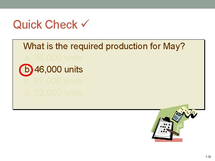 Quick Check What is the required production for May? a. 56, 000 units b.