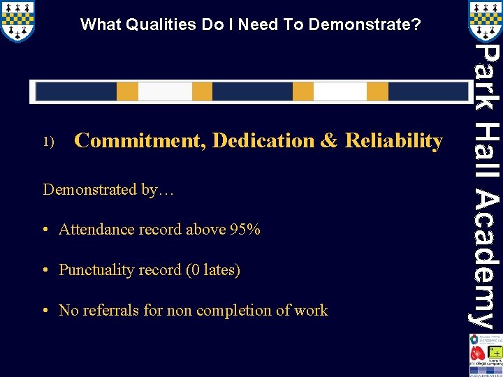 What Qualities Do I Need To Demonstrate? 1) Commitment, Dedication & Reliability Demonstrated by…