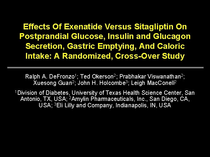 Effects Of Exenatide Versus Sitagliptin On Postprandial Glucose, Insulin and Glucagon Secretion, Gastric Emptying,