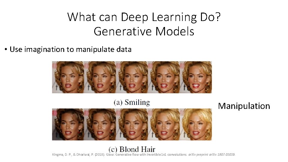 What can Deep Learning Do? Generative Models • Use imagination to manipulate data Manipulation What can Deep Learning Do? Generative Models • Use imagination to manipulate data Manipulation