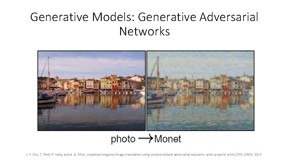 Generative Models: Generative Adversarial Networks J. -Y. Zhu, T. Park, P. Isola, and A. Generative Models: Generative Adversarial Networks J. -Y. Zhu, T. Park, P. Isola, and A.