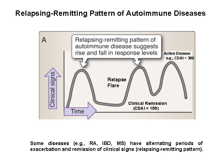 Relapsing-Remitting Pattern of Autoimmune Diseases Active Disease e. g. , CDAI = 300 Relapse