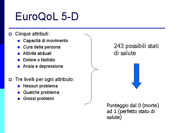 Euro. Qo. L 5 -D p Cinque attributi: n n n p Capacità di