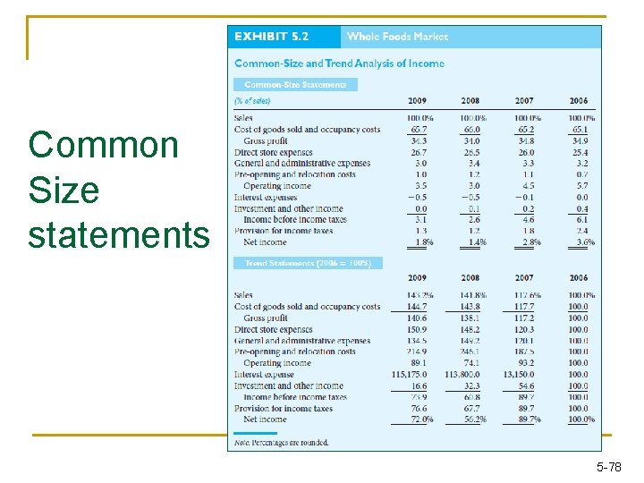 Common Size statements 5 -78 