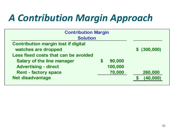 A Contribution Margin Approach 53 