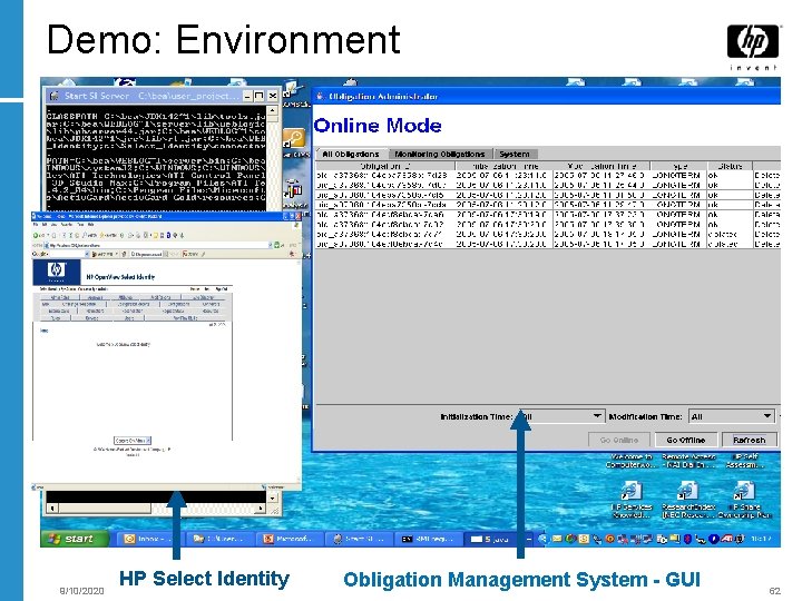 Demo: Environment 9/10/2020 HP Select Identity Obligation Management System - GUI 62 