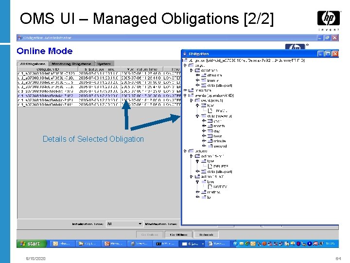 OMS UI – Managed Obligations [2/2] Details of Selected Obligation 9/10/2020 64 