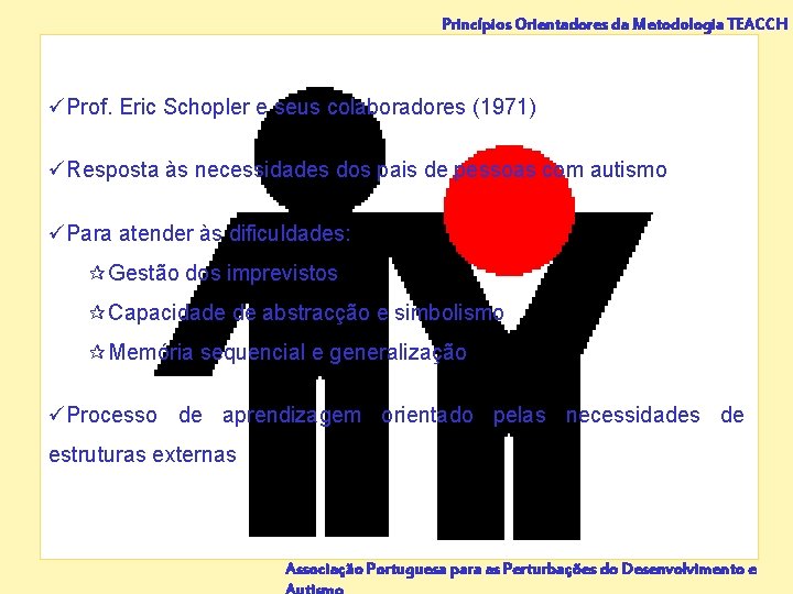 Princípios Orientadores da Metodologia TEACCH üProf. Eric Schopler e seus colaboradores (1971) üResposta às