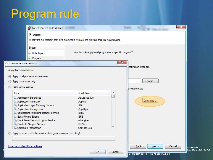 Program rule © 2006 Microsoft Corporation. All rights reserved. Microsoft, Windows Vista and other