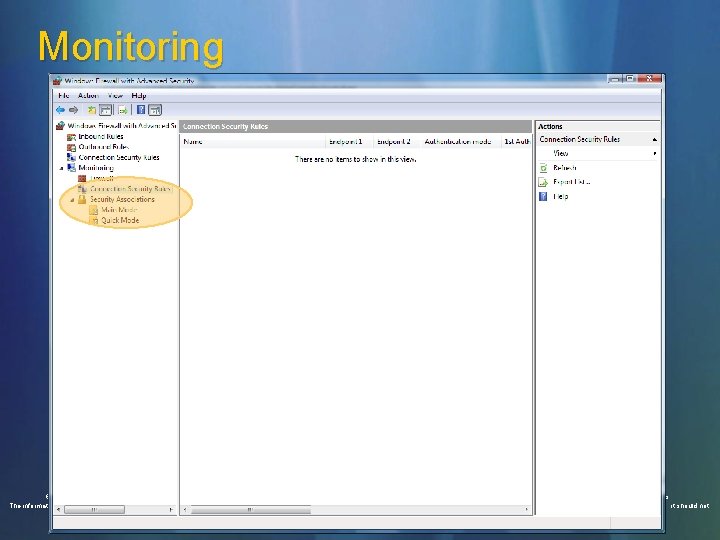 Monitoring © 2006 Microsoft Corporation. All rights reserved. Microsoft, Windows Vista and other product