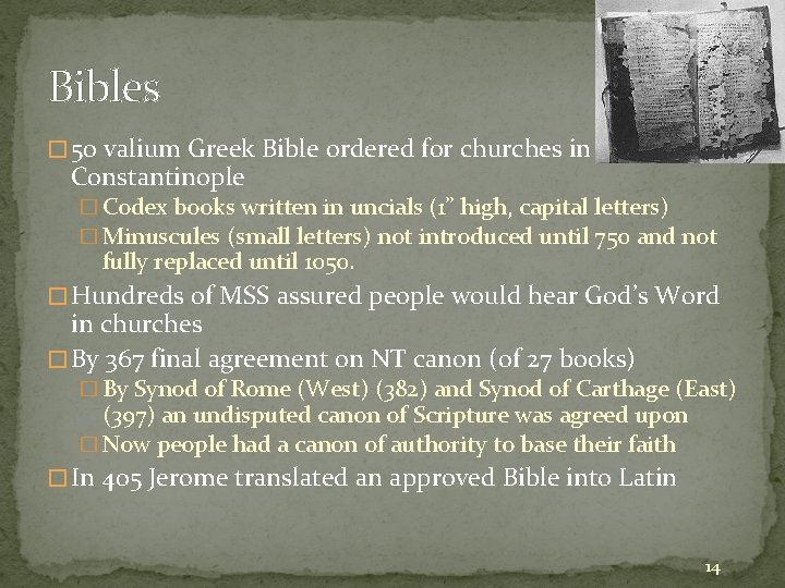 Bibles � 50 valium Greek Bible ordered for churches in Constantinople � Codex books