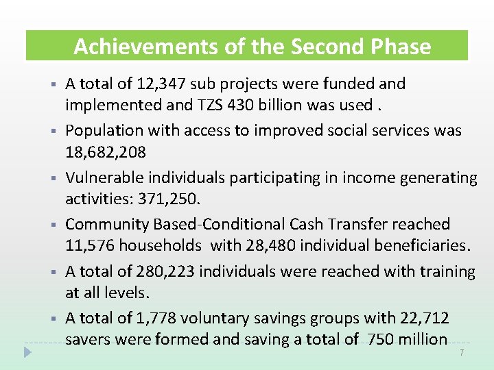 Achievements of the Second Phase § § § A total of 12, 347 sub