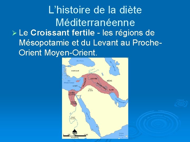 L’histoire de la diète Méditerranéenne Ø Le Croissant fertile - les régions de Mésopotamie