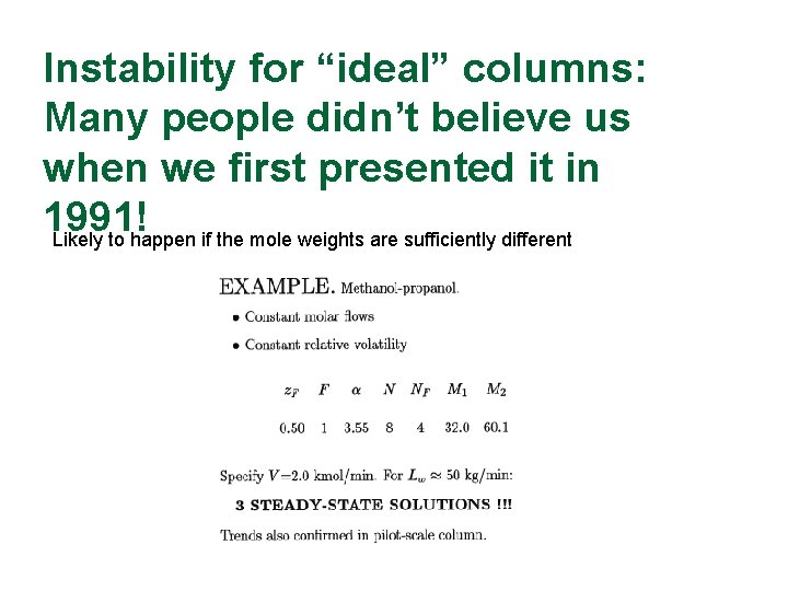 Instability for “ideal” columns: Many people didn’t believe us when we first presented it