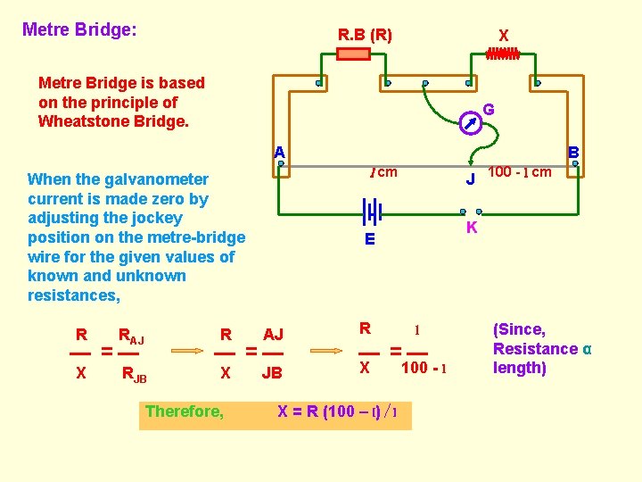 Metre Bridge: R. B (R) X Metre Bridge is based on the principle of